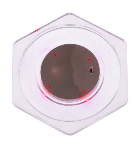 Шайба для аэрохоккея LED "Atomic Top Shelf" (прозрачная, шестигранная, красный светодиод) D74 mm